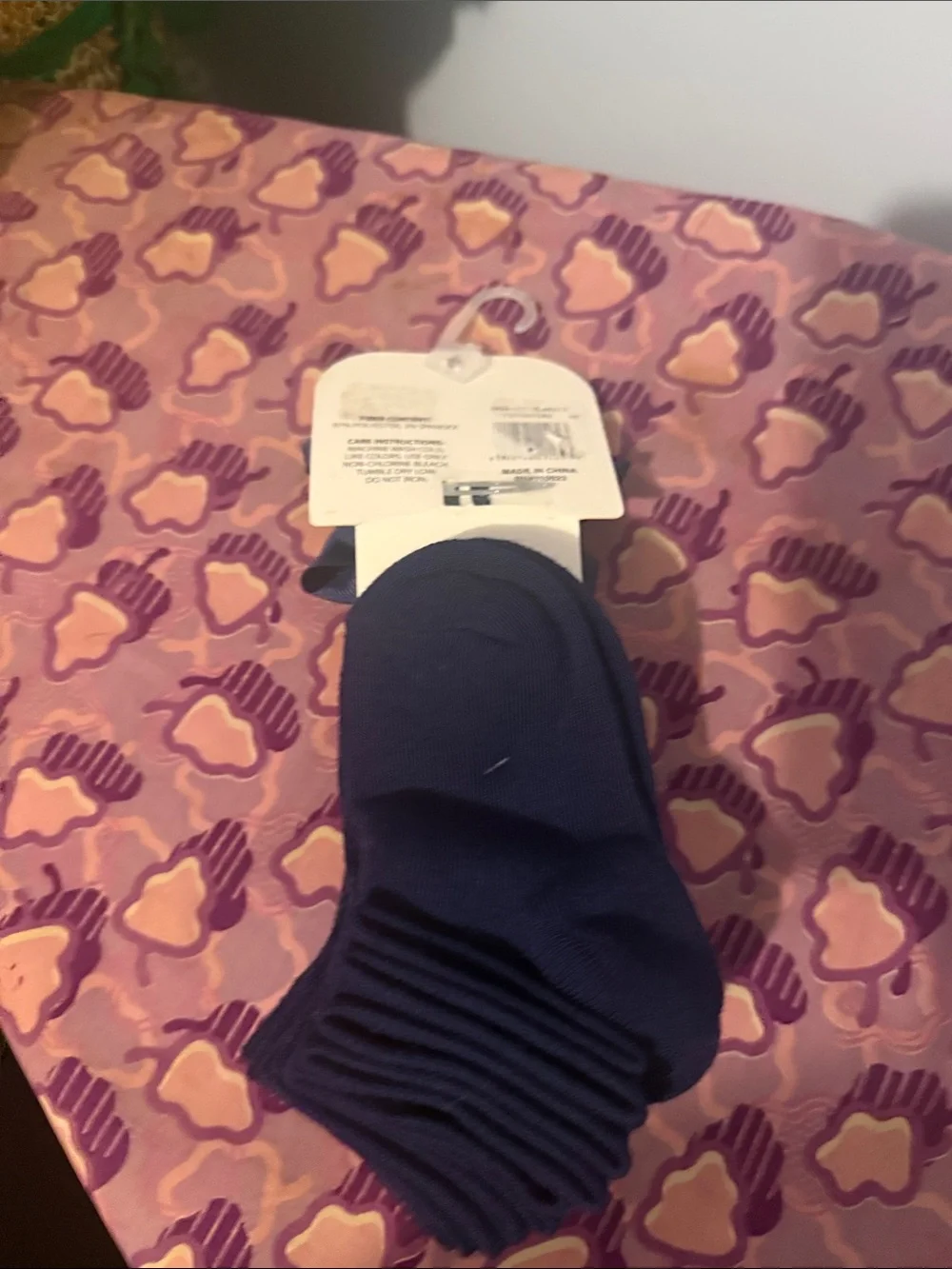 Totally Sox Girls Navy Ankle Socks with Decorative Bow size 4-6